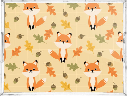 Acrylic Serving Tray with Handles Spill Proof Kitchen Storage Tray Clear Decorative Tray Makeup Drawer Organizer Storage Tray for Bathroom Living Room Ottoman 15.7x11.8Inches