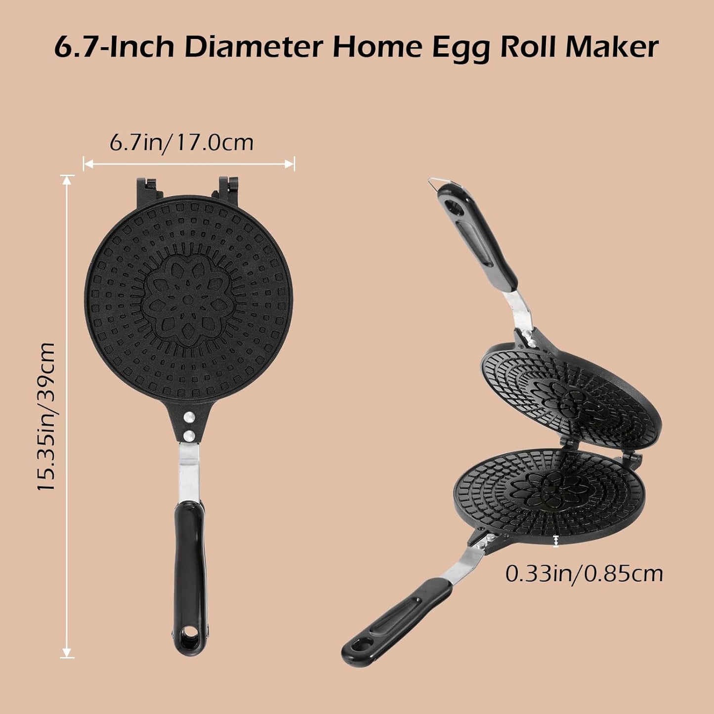 Dyna-Living Waffle Cone Maker Non-stick Ice Cream Cone Maker 6.7 inches Ice Cream Cone Waffle Maker Household Egg Roll Maker Waffle Bowl Machine for DIY Ice Cream Waffle Cone Desserts