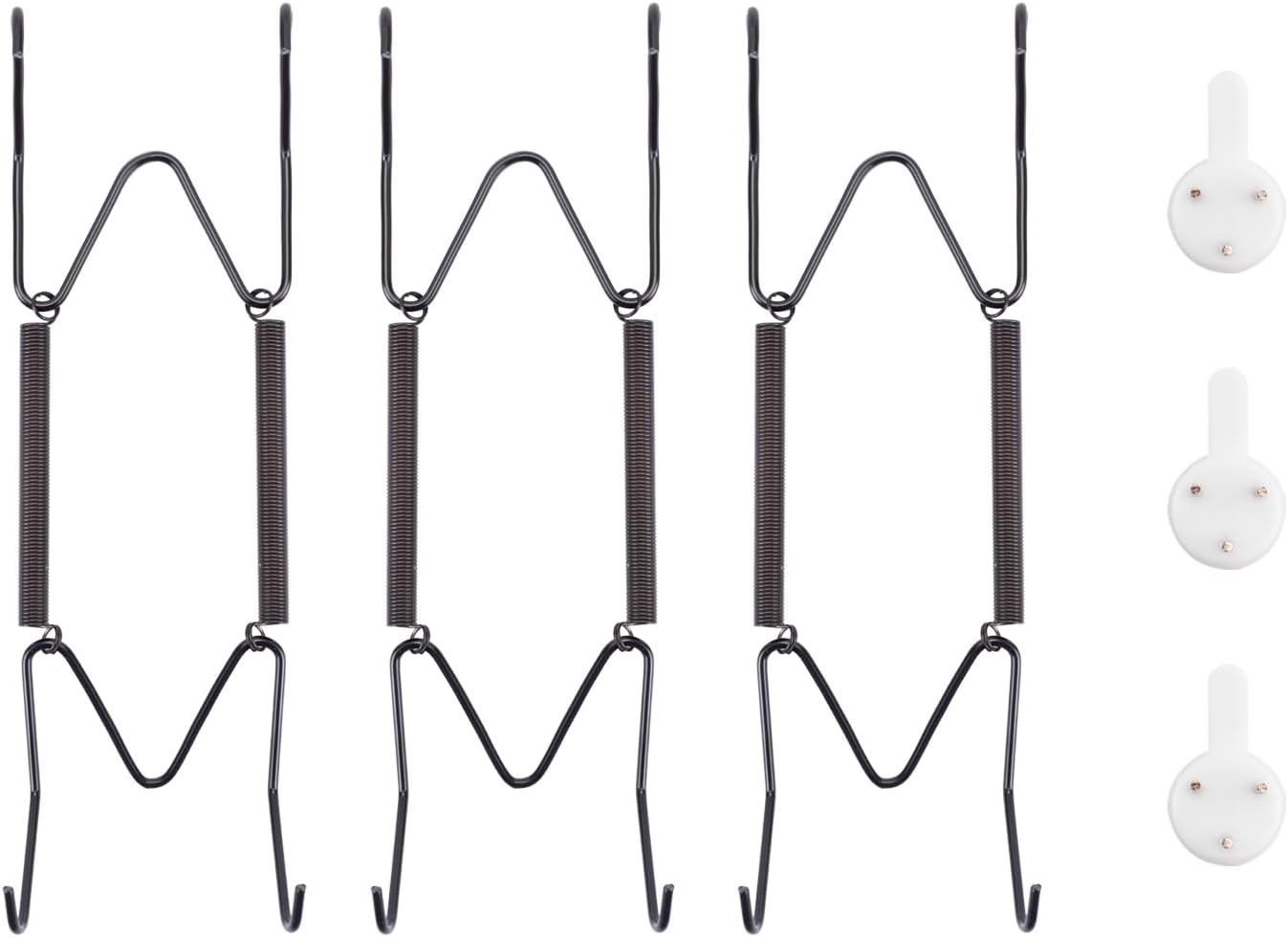 Bilillo 3 Pack Plate Hangers for The Wall, Suitable for 6''-8'' Decorative Plate,Invisible Heavy Duty Wire Plate Holder with Wall Hooks, Plate Hangers for Displaying Plates, Platter, Dish (Black)