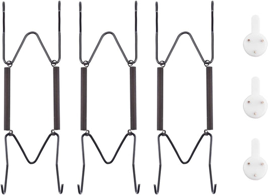 Bilillo 3 Pack Plate Hangers for The Wall, Suitable for 6''-8'' Decorative Plate,Invisible Heavy Duty Wire Plate Holder with Wall Hooks, Plate Hangers for Displaying Plates, Platter, Dish (Black)