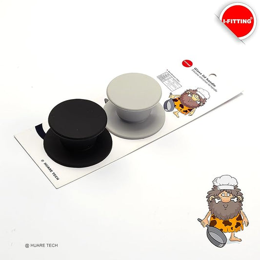 Universal Pot Pan Lids Replacement Knob, Silicone Heat Resistant Pan Cover Holding Handles, BPA Free, Dishwasher Safe, Fits Skillets and Kitchen Cookware Covers 2Pack Black & White