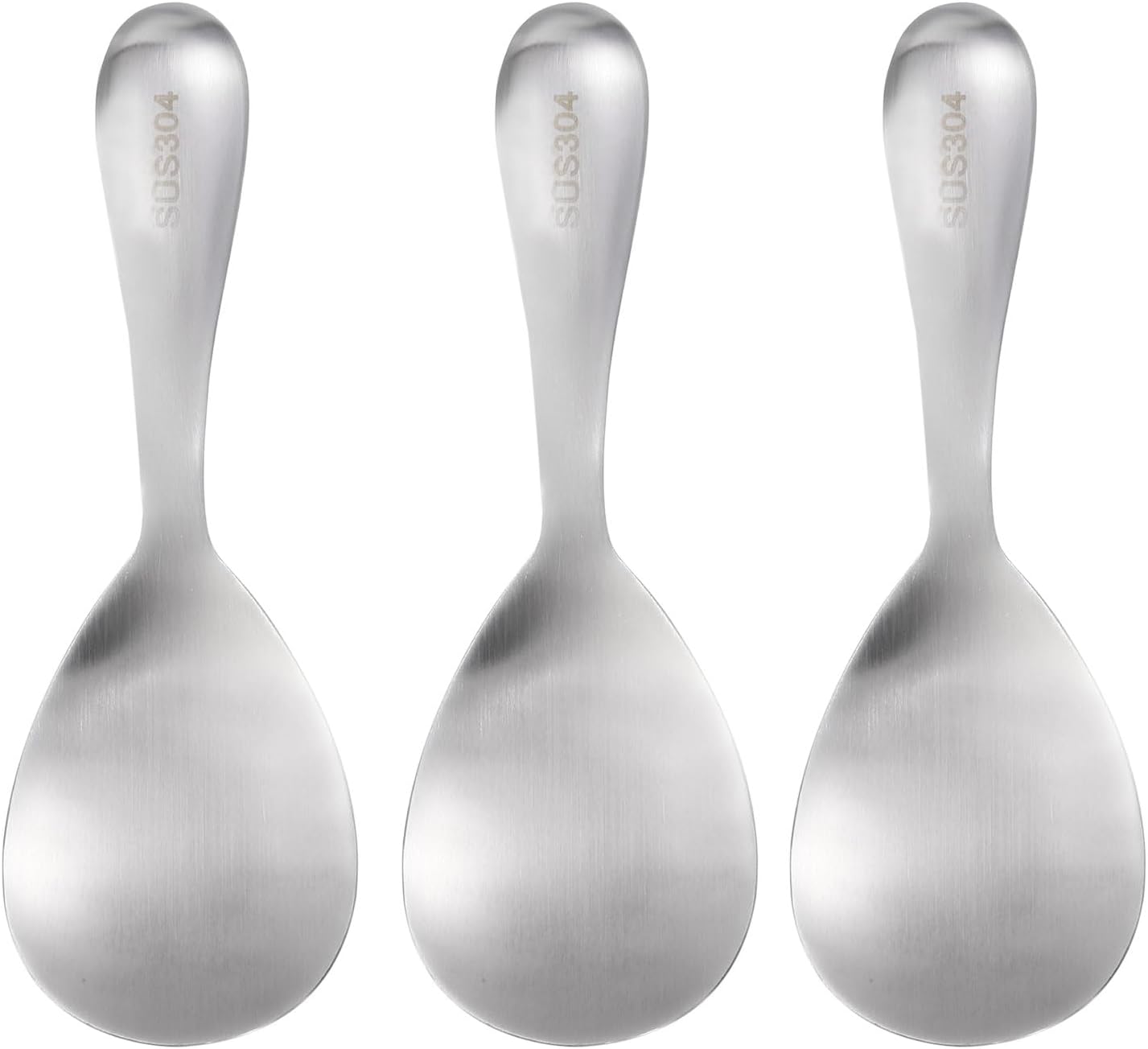 uxcell 3 Pcs Stainless Steel Rice Paddle Non-Stick Rice Spoon Metal Rice Serving Spoon Kitchen Utensils Rice Spatula for Home Restaurant, Silver