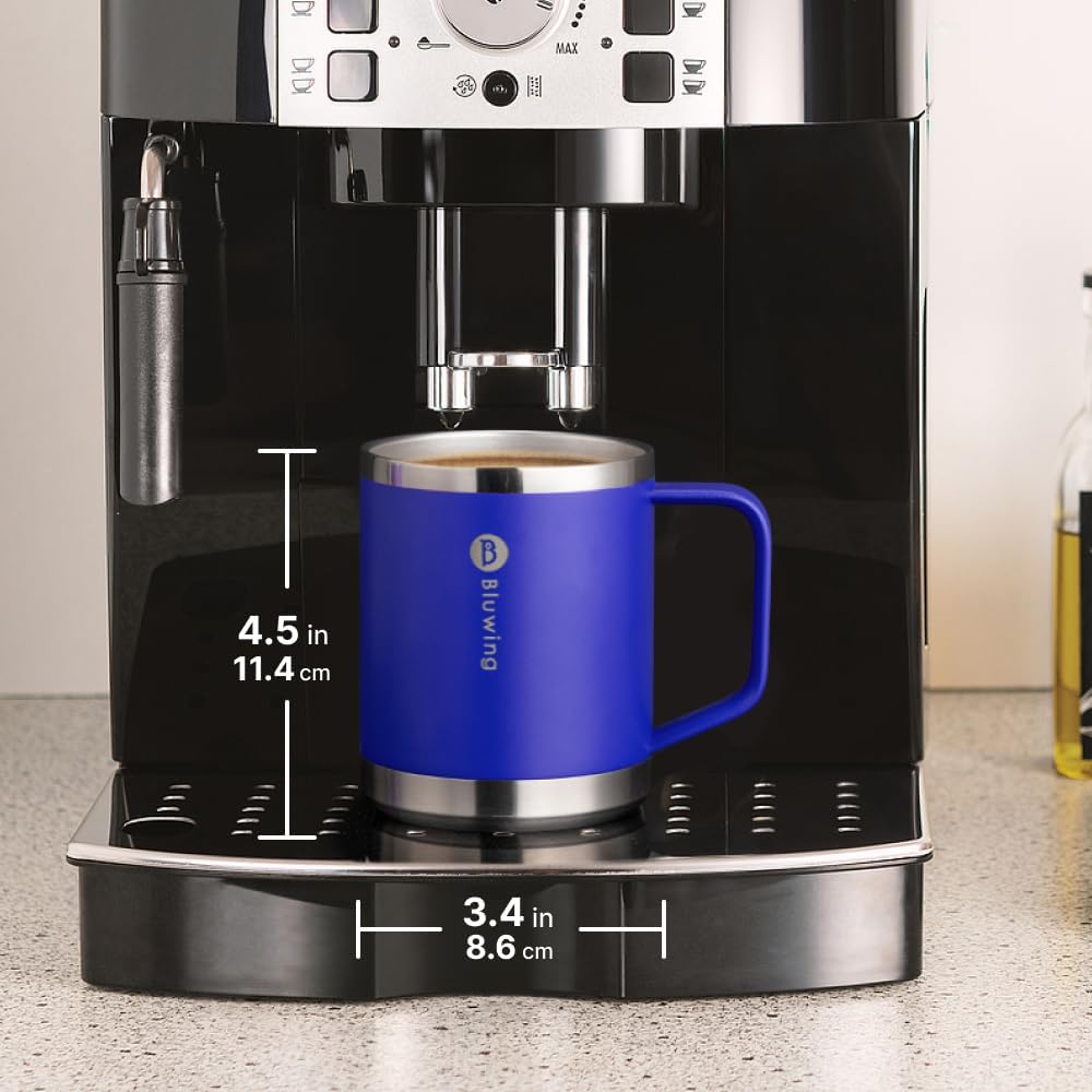 Insulated Coffee Mug with Handle-12 oz Travel Coffee Mug with Lid Double Wall Stainless Steel Travel Tumbler Cup for Camping, Office, Home(Navy)