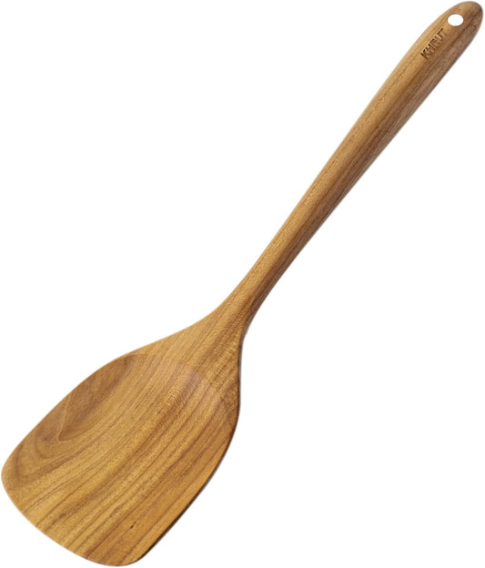 Teak Wood Spatula, 13.5 inch Long, Natural Teak Utensil for Non-stick Cookware