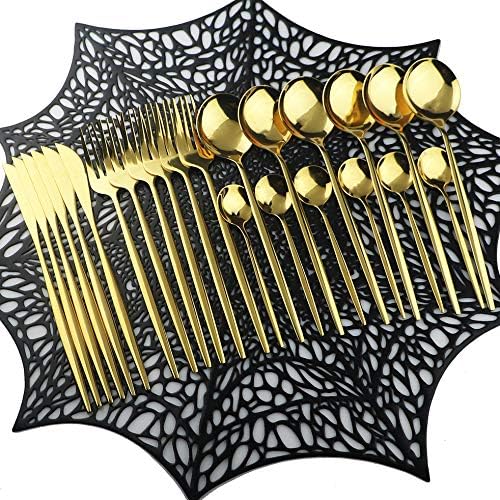 Mirror Polished Black Silverware Set,24-Piece 304 Stainless Steel Satin Finish Flatware Set,Kitchen Utensil Set,Tableware Cutlery Set for Home and Restaurant, Dishwasher Safe Service For 6