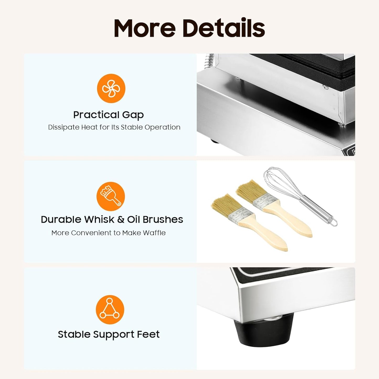 1750W Professional Waffle Maker, 4-Cell Waffle Machine w/Crumb Tray, Adjustable Time &Temperature, Stainless Steel Waffle Irons for Making Waffles & Heating Hot Dogs (4-cell)