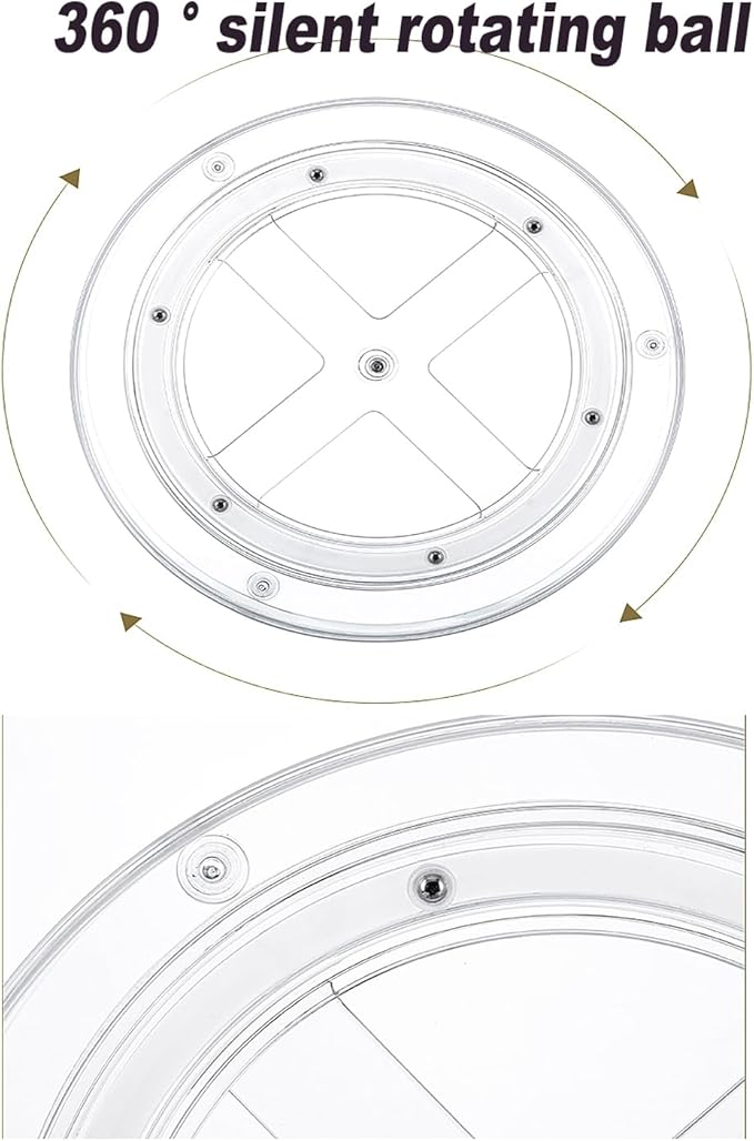 9.25 Inch Lazy Susan Turntable, Clear Plastic Spinning Organizer for Cabinet, Fridge, 360° Rotation, Easy to Clean, Kitchen, Bathroom, Vanity Countertop Storage Solution (Clear, 9.25inch 1 Tier)