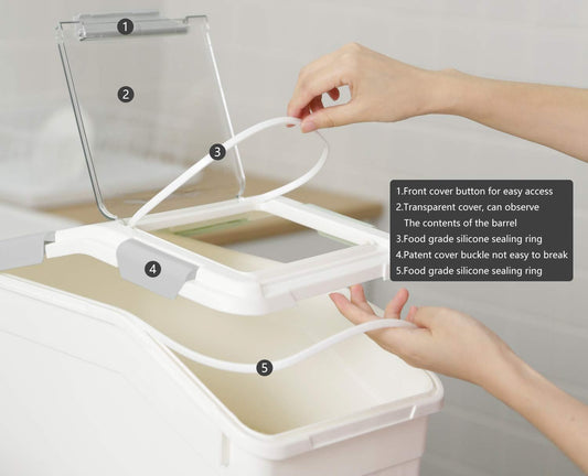 LISM 2 Pack Dog Food Storage Container with Scoop,Large Airtight Pet Dog Food Bin,Container for Dog Treats Rice,Dog Cat Dry Food Bin,Baking Supplies,Flour,Rice,Kitchen Pantry Cereal(25 LB)