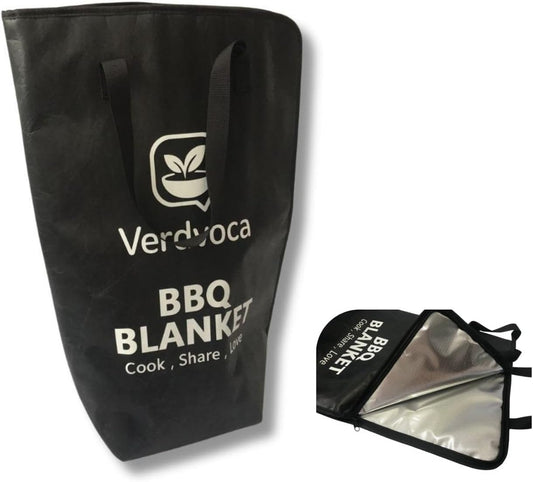 BBQ Blanket for Resting Brisket 21”×16”, Breathable Insulated Meat Wrap for Competition & Camping, Reusable Barbecue Pork Butt Holder, Portable Smoking Accessory, Updated Pro Tyvek Black