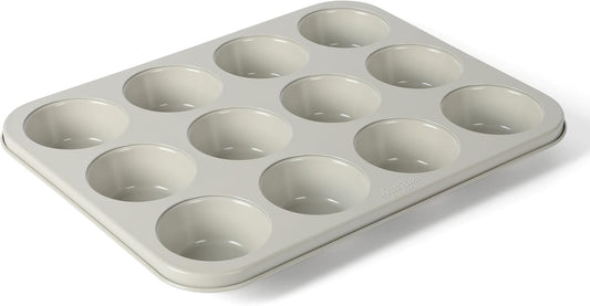 Martha Stewart Gallen 12 Cup Nonstick Carbon Steel Muffin/Cupcake Pan - Cool Grey