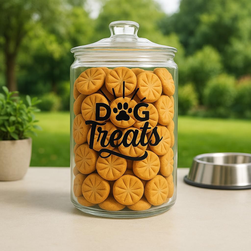 kitchentoolz 2-Gallon Dog Treat Container Airtight – Large Glass Jar for Countertop, Stylish Dog Treats Container & Dog Cookie Jar, Perfect Dachshund Accessories & Dog Treat Storage