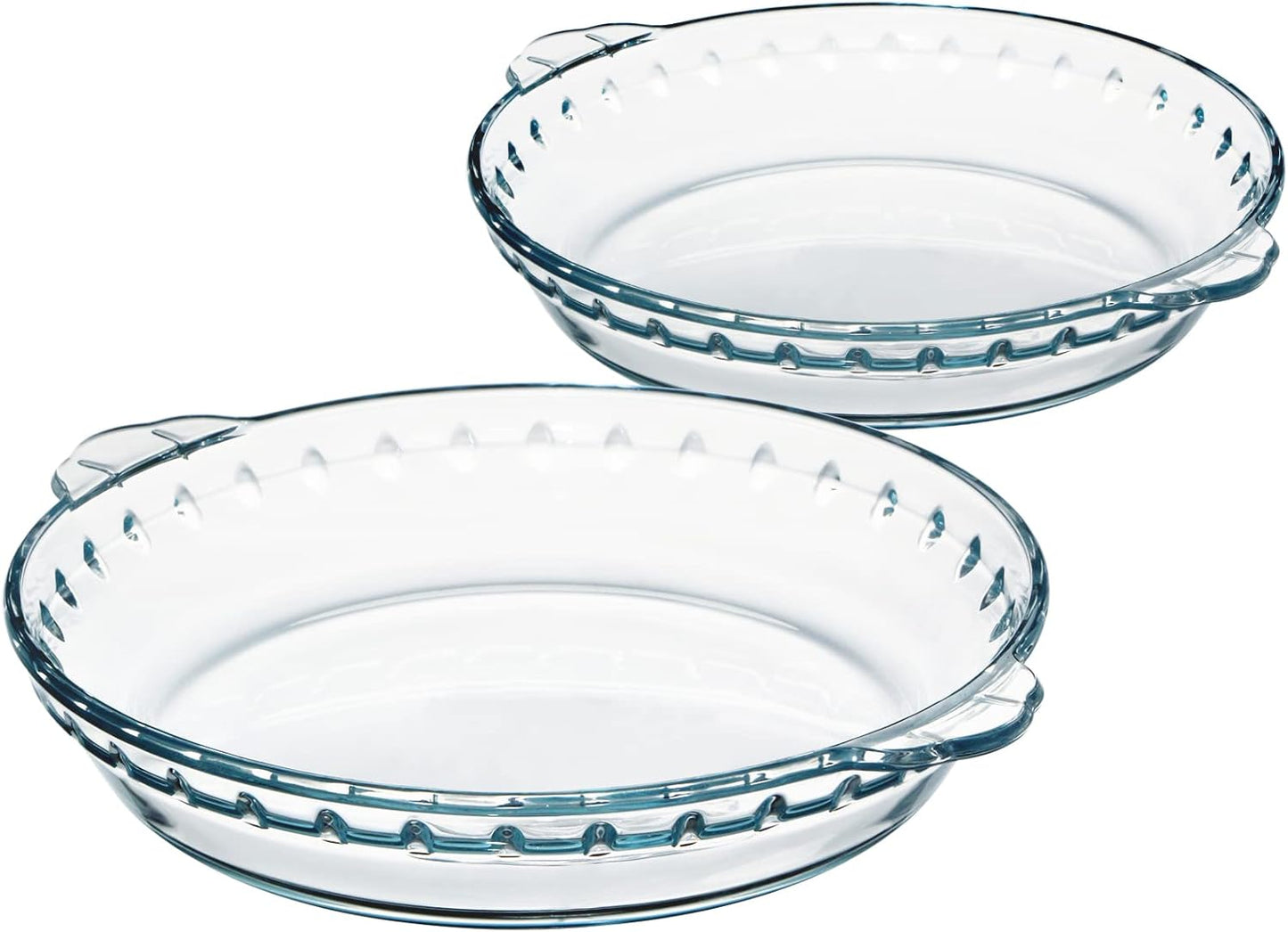 ZYER Glass Pie Plate for Baking Pie Pan with Handles 47oz Glass Pie Dish for Baking, 9.5 Inch 2 Pack