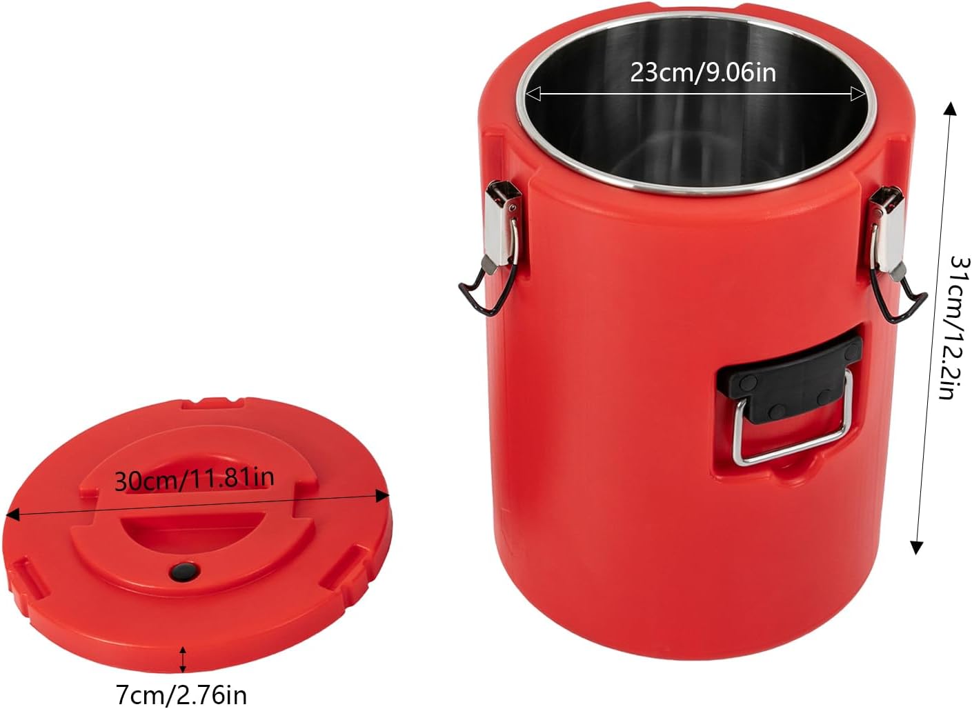 DYNAMI 5.3Gal Insulated Food Container with Handles&Buckles,Portable Commercial Food Warmer Insulated Soup Container Cold Hot Box for Catering,Stainless Steel Inner Liner, Sealed and Leak-proof (Red)