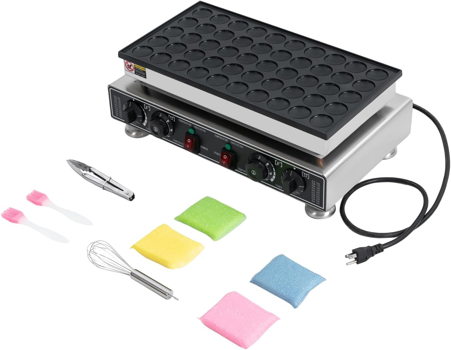 50 Holes Nonstick Waffle Pancakes Making Machine, 110V Mini Pancake Maker, 1800W Commercial Mini Pancake Making Machine for Bakery Home Kitchen Restaurant,Temperature Range 50-300℃/122-572℉