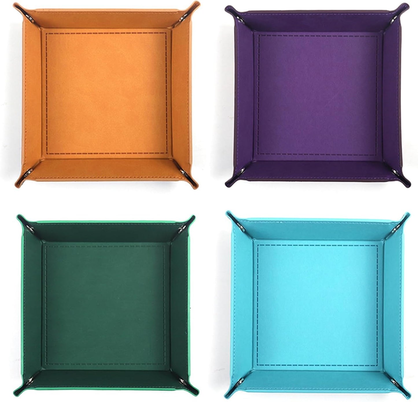 siduater Valet Tray Desktop Storage Organizer – Vegan Leather Catchall Tray Bedside Vanity Tray Nightstand Caddy Holder for Remote Controller, Watch, Keys, Phone, Wallet, Coin, Jewelry, Midnight Green