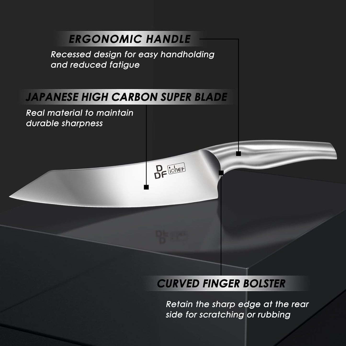 Kitchen Knife Set with Block, DDF iohEF 16 PCS Knife Sets for Kitchen with Block Japanese Stainless Steel, Ultra Sharp Chef Knife Set with Sharpener