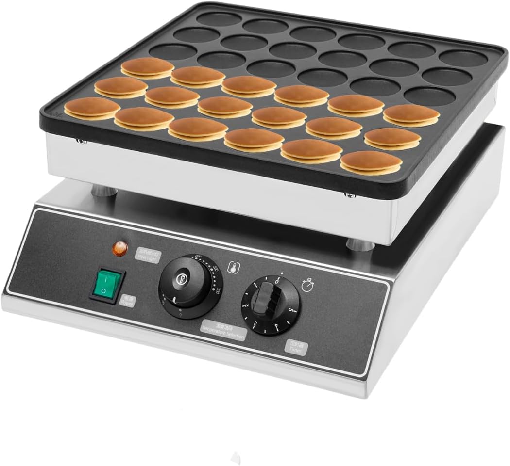 110V Electric Waffle Furnace Hotcakes Maker, 1000W Commercial Muffin Machine Stainless Steel, 36 Holes Mini Pancakes Maker Machine for Home and Restaurants