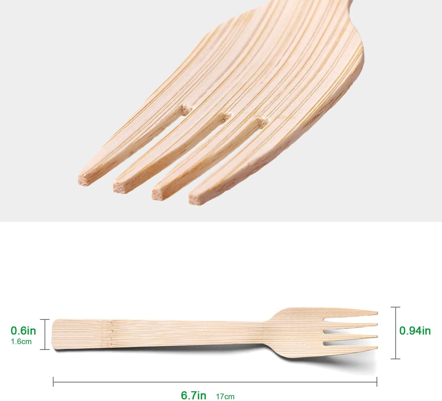 Bamboo Utensils -300 PK 6.7" Bamboo Compostable Forks Disposable Bamboo Cutlery Set Biodegradable Eco Friendly Renewable Utensil Flatware Fork