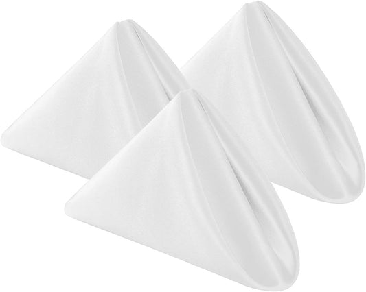 Bailarina Cloth Napkins Set of 120,17x17 inches Dinner Napkins Cloth Washable,Polyester Square Table Cloth Napkin Bulk with Hemmed Edges Ideal for Banquets, Parties and Weddings-White