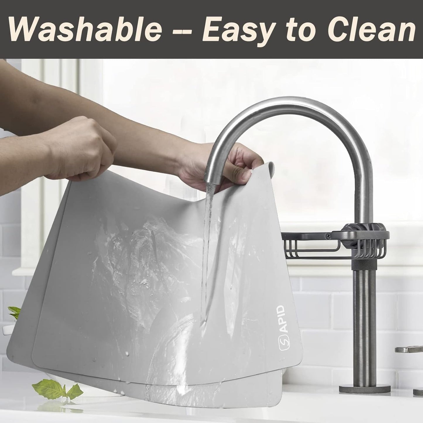 1.5MM Extra Thick Placemats Extra Large Silicone Mat 28" x 20" Heat Resistant Mat for Kitchen Countertop Protector, Washable Place Mats Silicone Mats for Kitchen Counter Mat Table Mat, Grey, Sapid