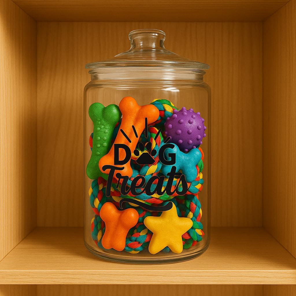 kitchentoolz 2-Gallon Dog Treat Container Airtight – Large Glass Jar for Countertop, Stylish Dog Treats Container & Dog Cookie Jar, Perfect Dachshund Accessories & Dog Treat Storage