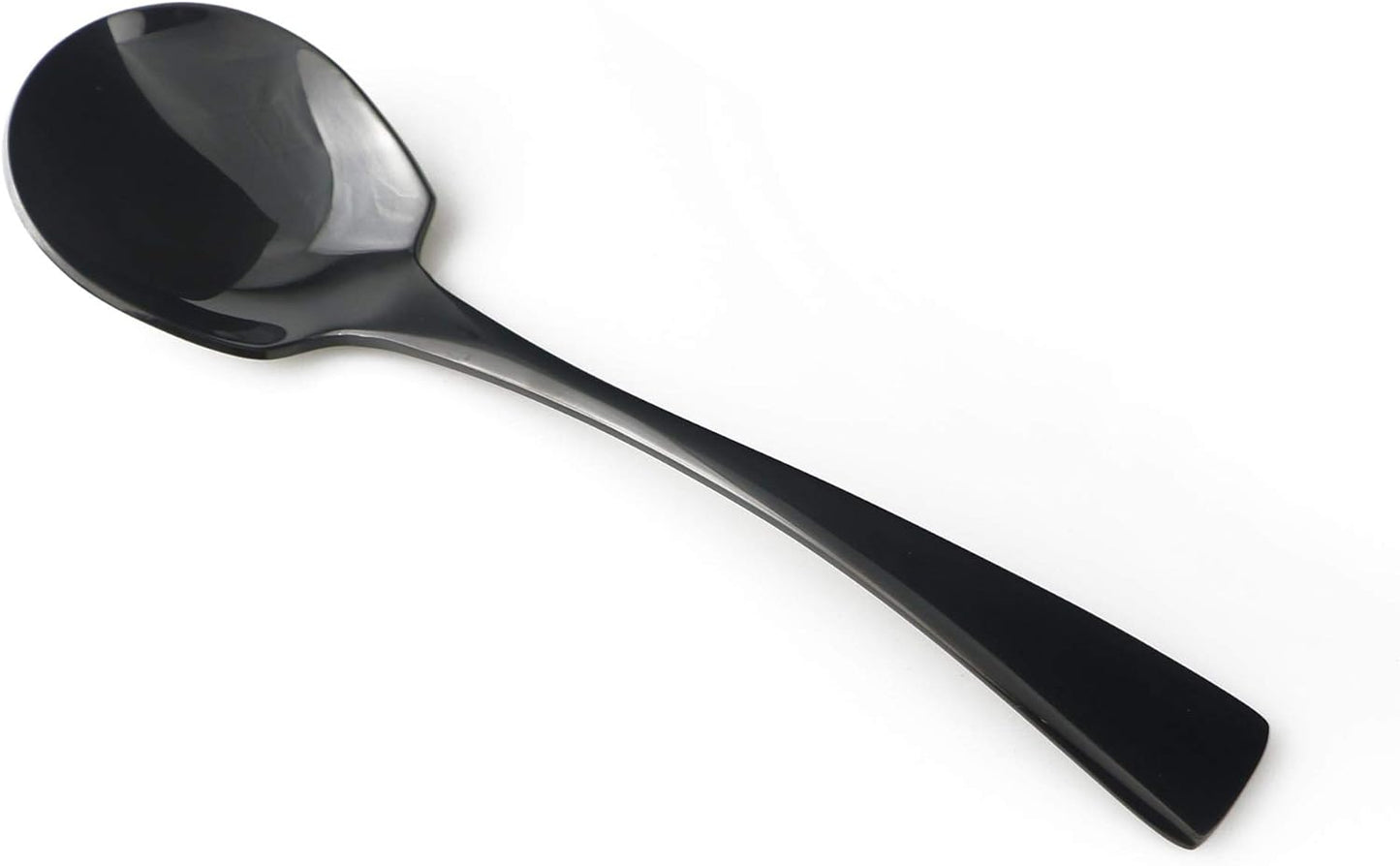 4-Pieces 18/10 Stainless Steel Big Service Fork and Spoon Flatware Set, Mirror Polishing Black