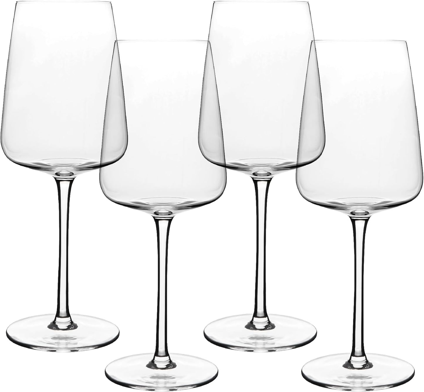 over&back 12oz Modern Glassware - Set of 4 Contemporary Stem Drinking Glasses for Parties, Get-togethers, and More - Mouth-Blown - Wine Cups for Kitchen and Dining Room - Clear