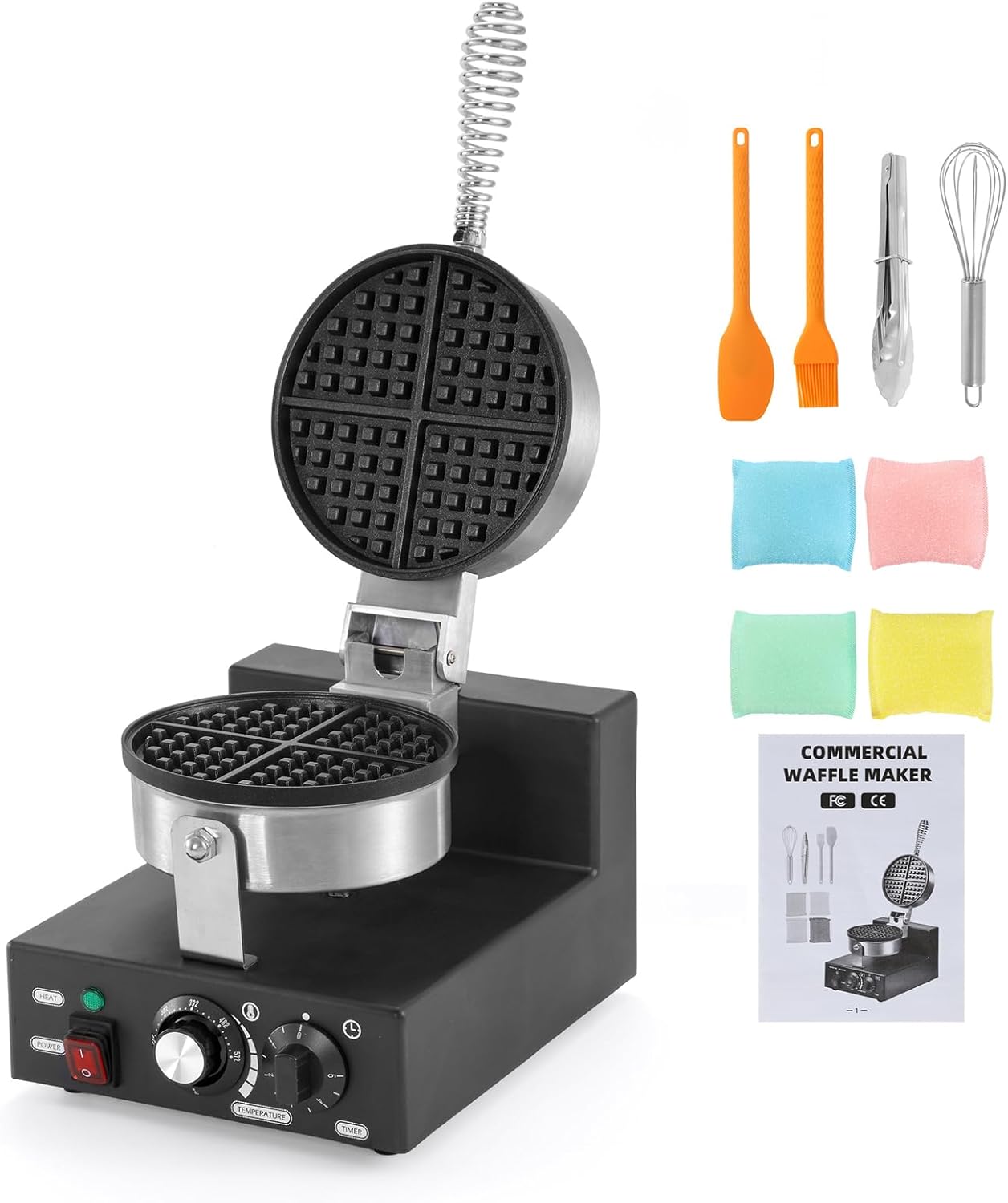 Dyna-Living Commercial Waffle Maker 1200W Professional Waffle Maker Commercial Restaurant Waffle Iron Non-stick Classic Waffle Machine Waffle Bowl Maker for Home