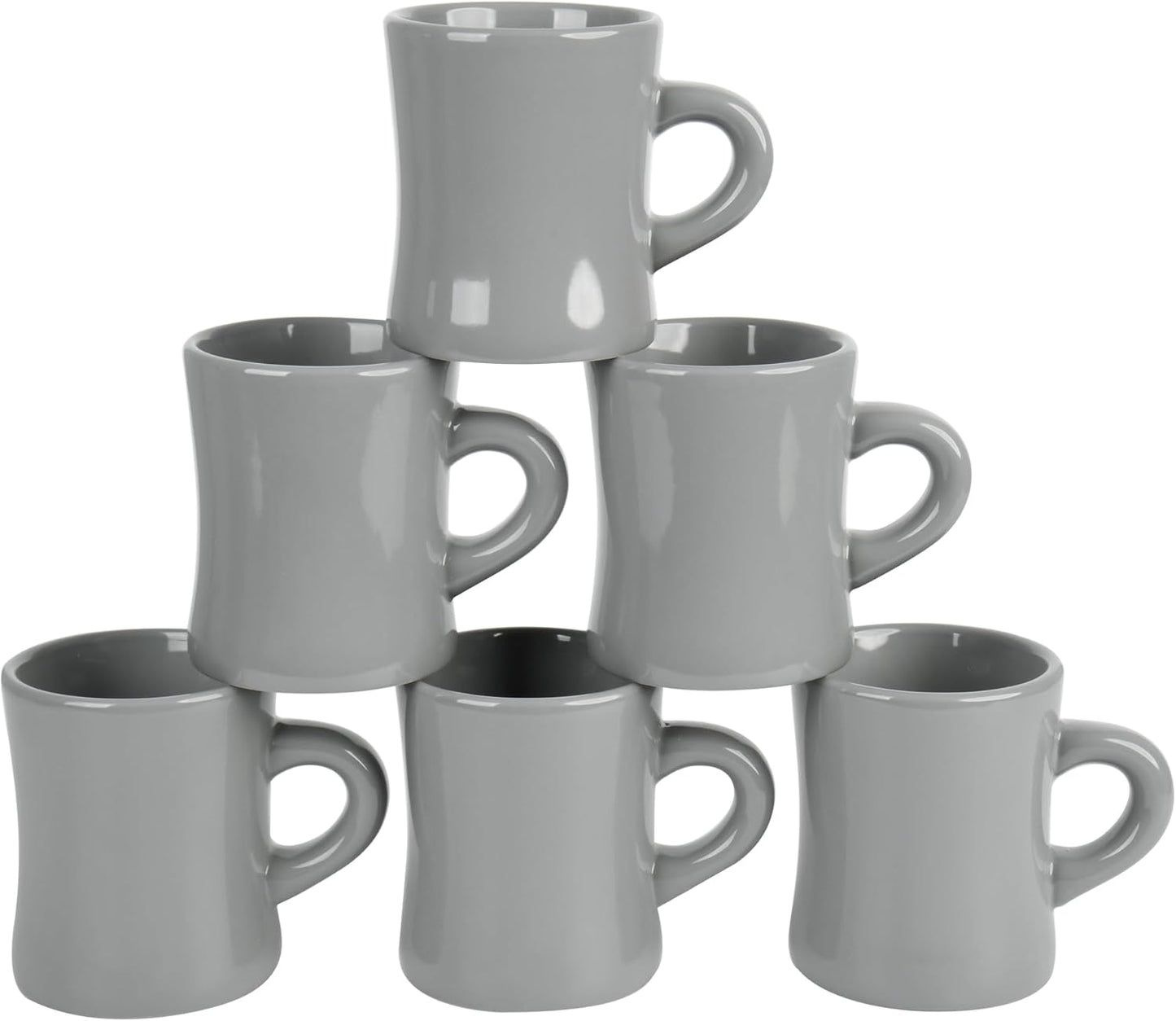 11oz Ceramic Coffee Mug set Stoneware Coffee Cups Set for Restaurant, Diner, Farmhouse, Coffee Shop, Home set of 6(Gray)