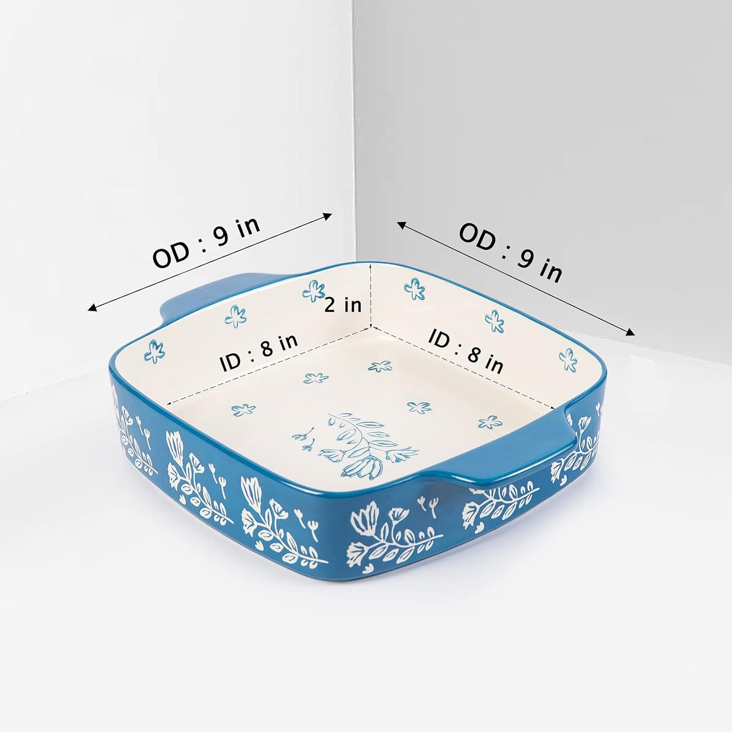 Wisenvoy 9x9 Baking Pan & Casserole Dish Set - 2-Piece Ceramic Square Bakeware