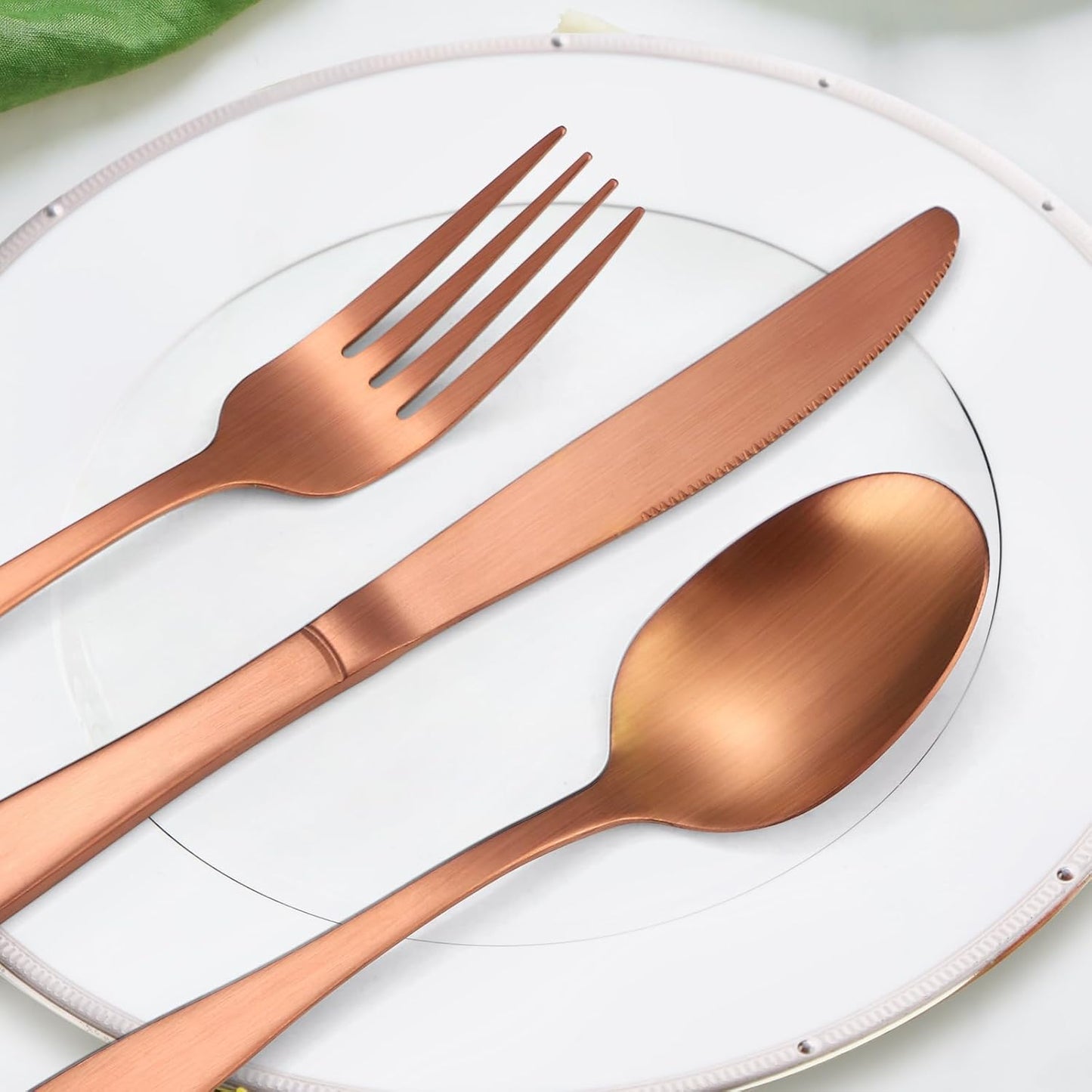 Rose Gold Silverware Matte Stainless Steel Flatware Utensils Set Service for 6 Modern Cutlery Eating Utensils include Forks Spoons Knives for Kitchen Home Restuarant