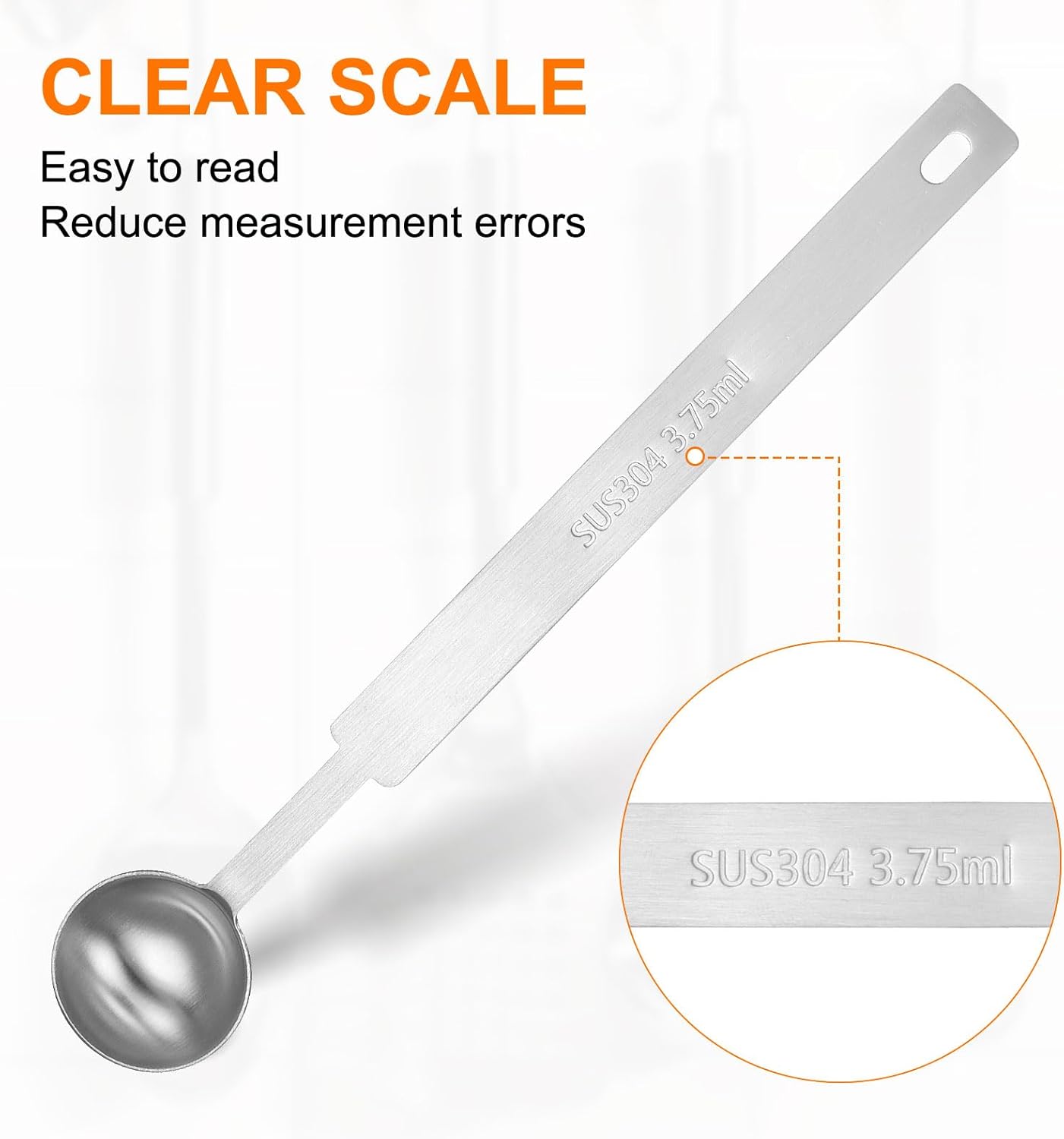 HARFINGTON 3pcs Single Measuring Spoon 3/4tsp (1/4tbsp, 3.75ml) Teaspoon/Tablespoon 430 Stainless Steel Single Tiny Square Bowl Measuring Spoon Long Handle Measure Scoop