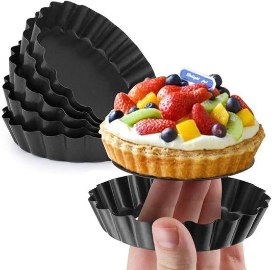 Gutsdoor Mini Tart Pan 4 Inch with Removable Bottom Quiche Pan Nonstick Round Quiche Pie Pan Set of 6