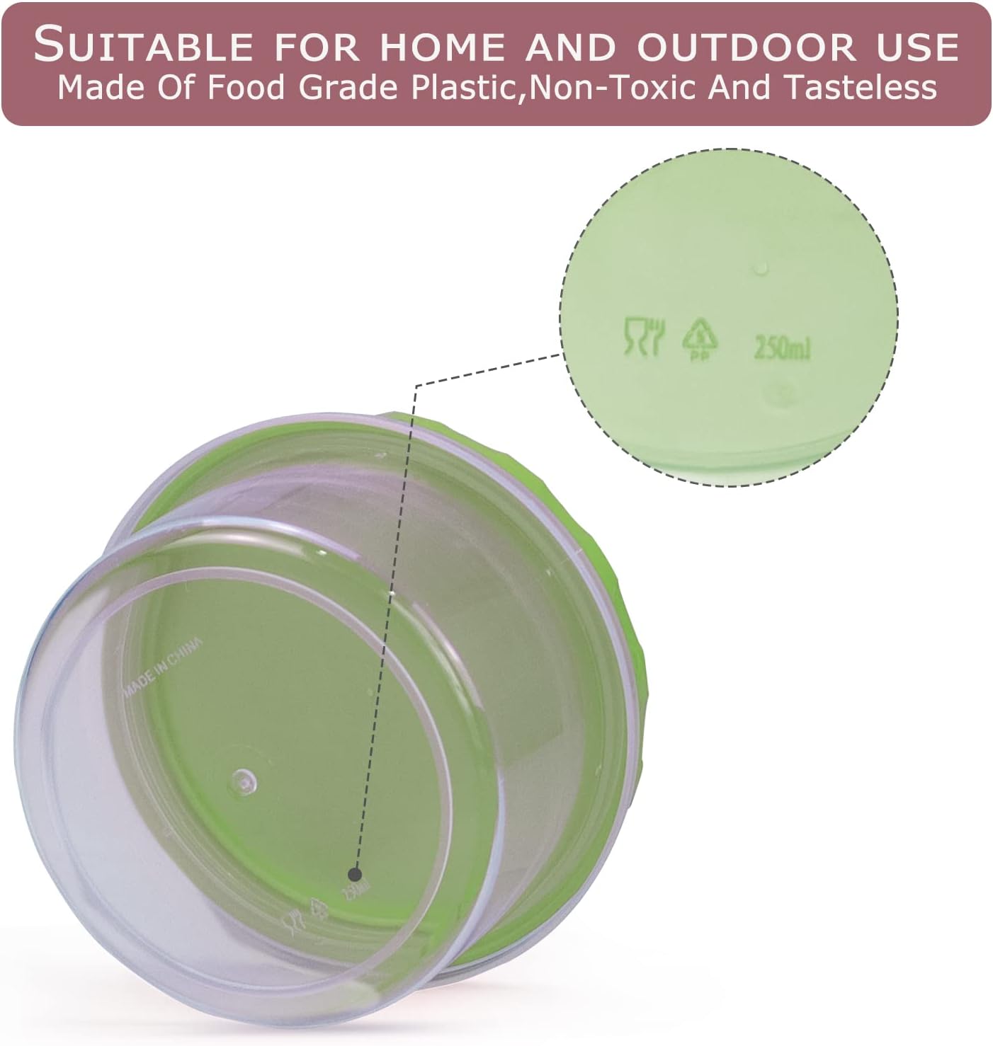 8 Ounce reuseable small plastic freezer storage container jars with screw lid for food snacks lunch(8Pcs, Green)