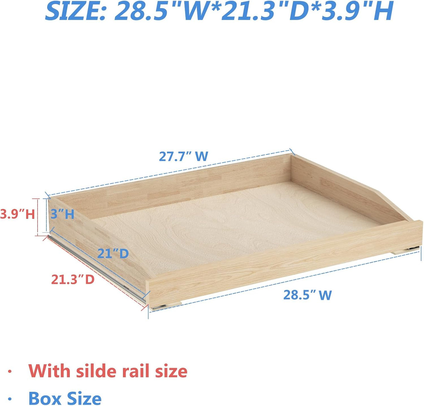 ROOMTEC Pull Out Cabinet Organizer 28-1/2" W x 21" D, Pull Out Cabinet Drawer for Kitchen cabinets with Soft Close, Pull Out Cabinet Shelf, Finished, Bottom Assembly