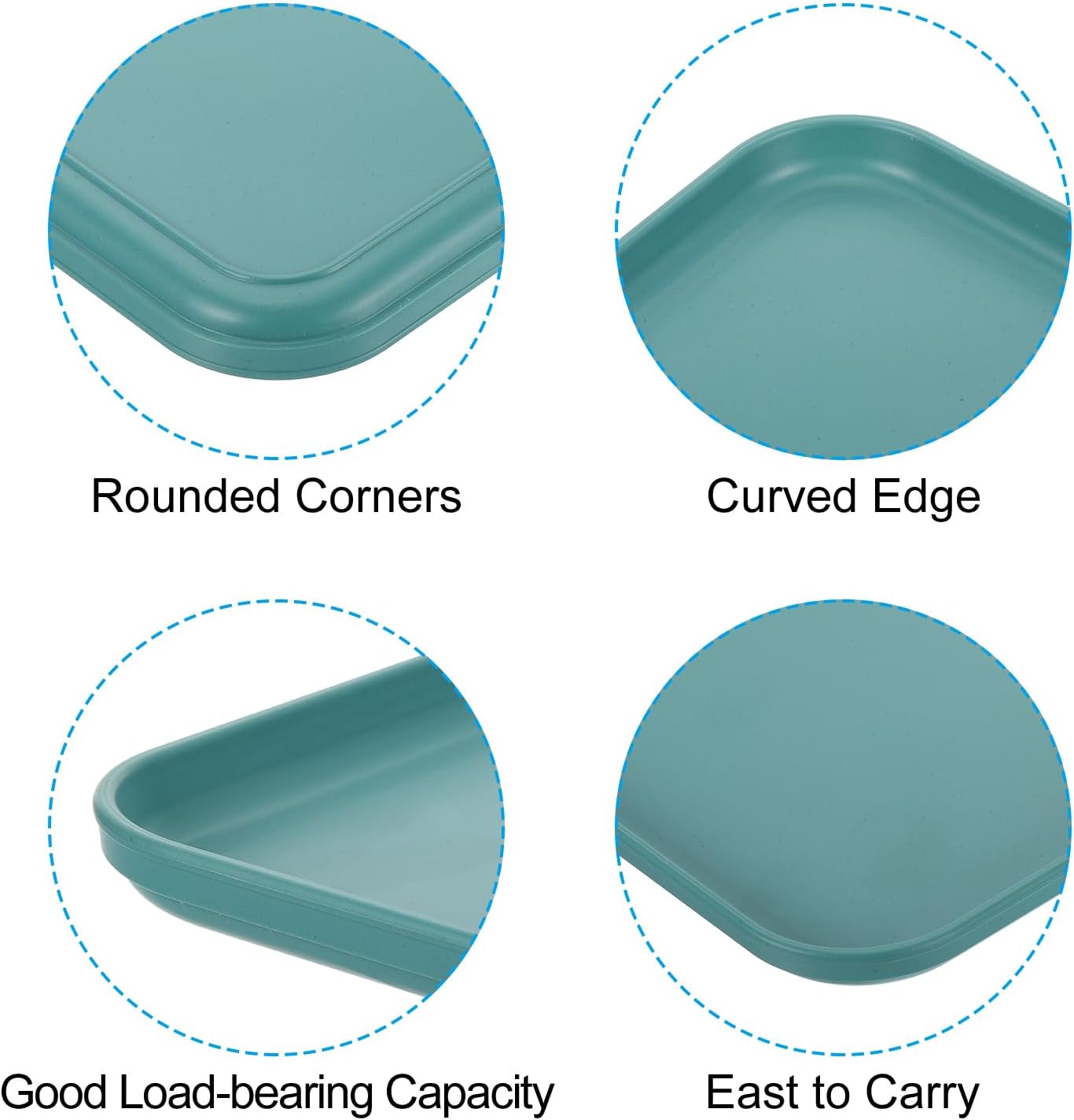 PATIKIL 15x11 Fast Food Tray, 2 Pack PP Plastic Reusable Multi-Purpose Non-Slip Rectangle Serving Tray for Cafeteria Restaurant Home Kitchen, Dark Green