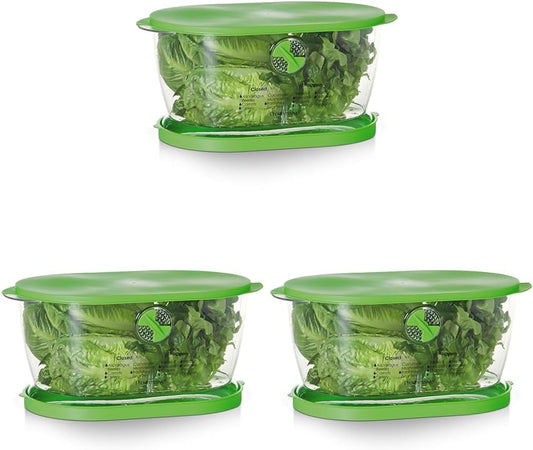 Prep Solutions by Progressive Lettuce Keeper Produce Storage Container, 4.7 Quarts, Green (LKS-06) (Pack of 3)