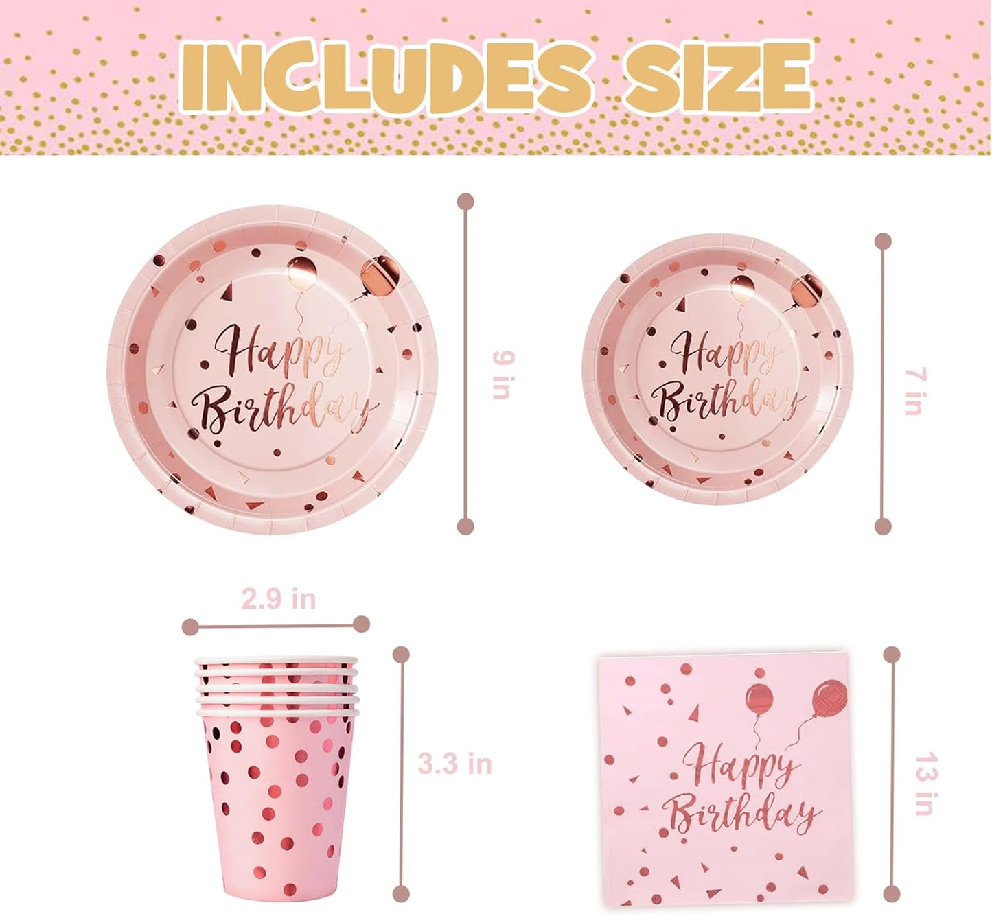 Birthday Party Tableware, Pink Supplies, Party Dinnerware Sets