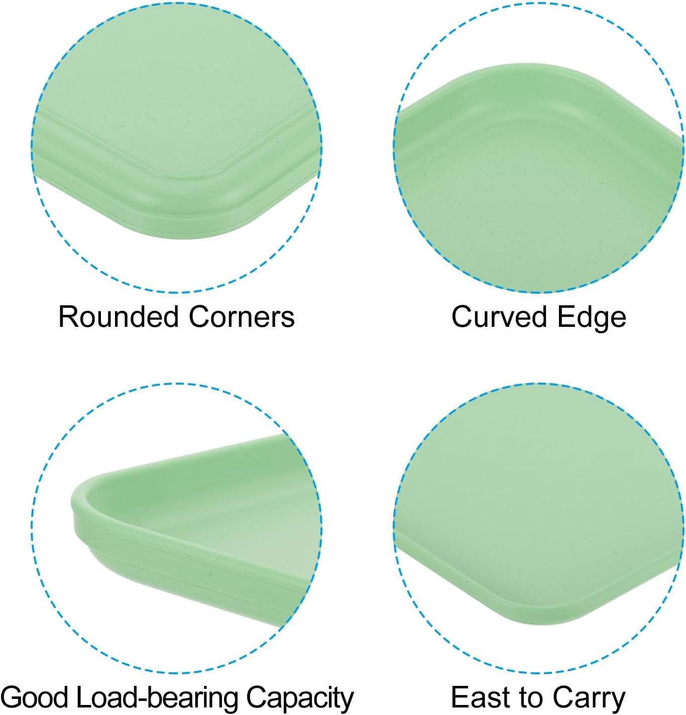 PATIKIL 9x7 Fast Food Tray, 2 Pack PP Plastic Reusable Multi-Purpose Non-Slip Rectangle Serving Tray for Cafeteria Restaurant Home Kitchen, Green