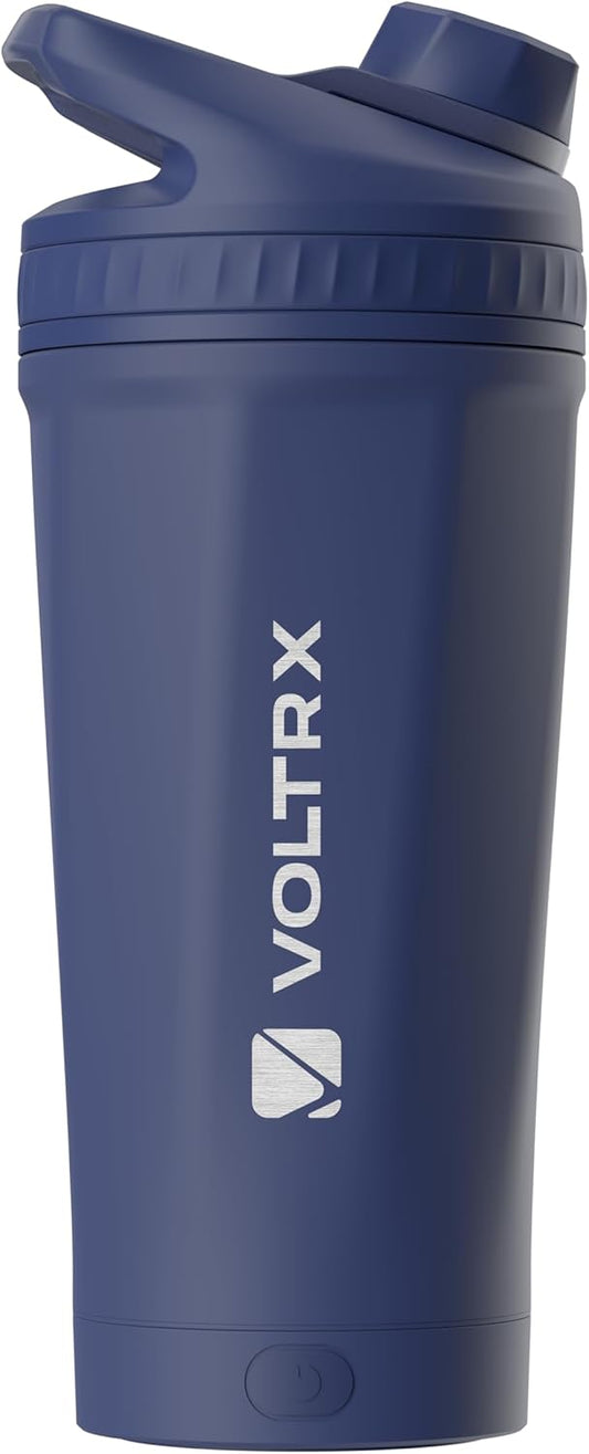 VOLTRX ChillMix Shaker Bottle Insulated Stainless Steel - USB C Rechargeable Electric Protein Shake Mixer, Shaker Cups for Protein Shakes and Meal Replacement, Midnight Navy, 16 oz