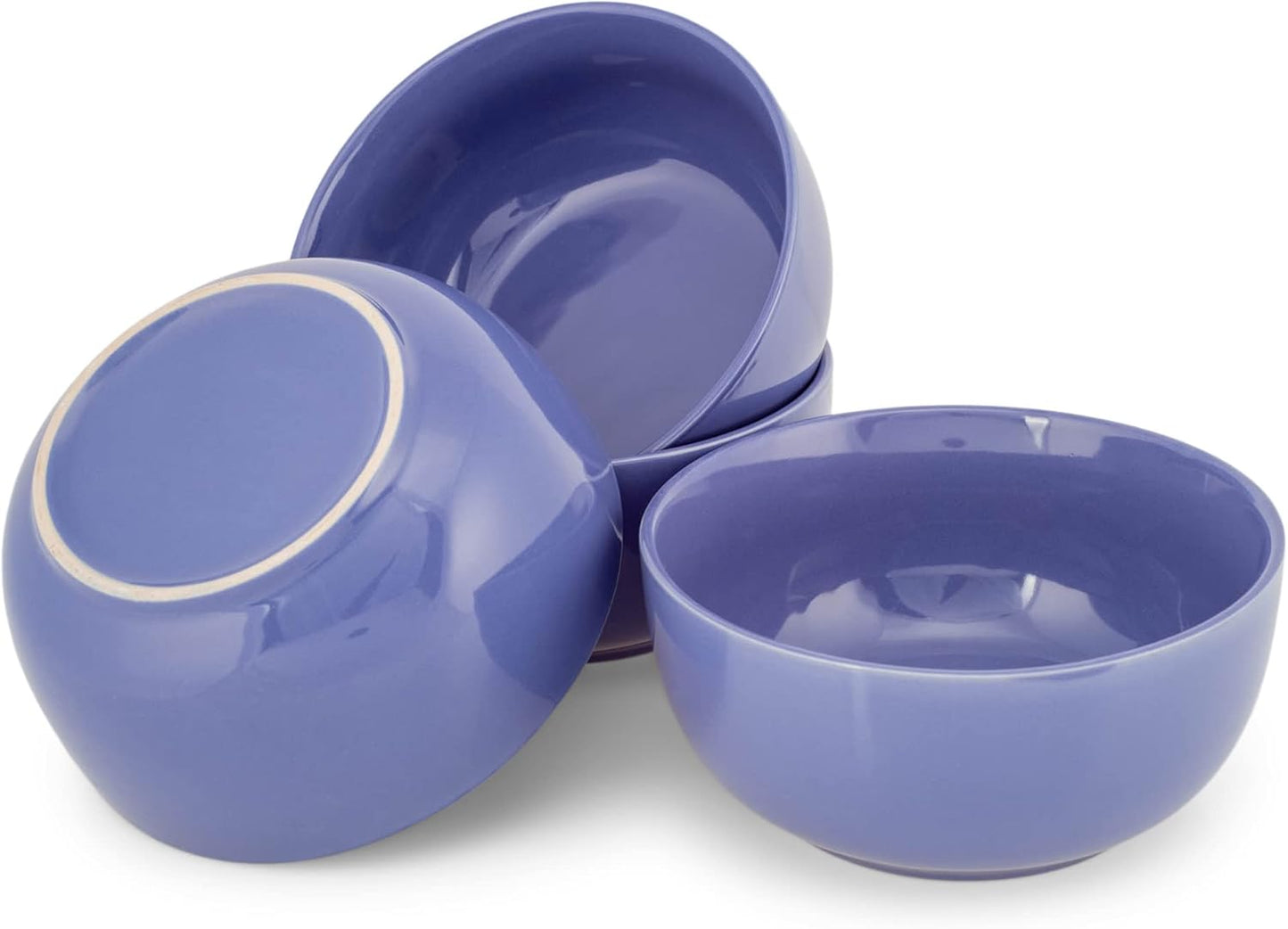 Elanze Designs Bistro Glossy Ceramic 6.5 inch Dinnerware Bowls Set of 4 - Perfect for Everyday uses from Soup, Pasta, Salad, Cereal, Ice cream, Ramen and Pho, Violet Purple