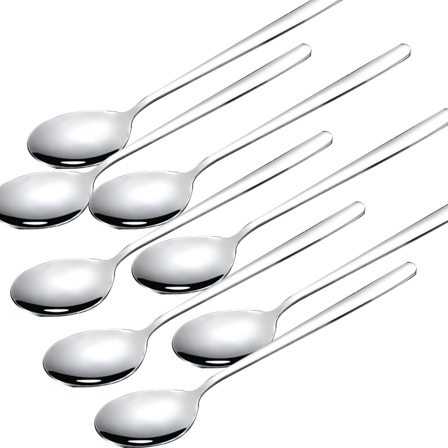 Large Soup Spoon Stainless Steel Dishwasher Safe Dinner Big Teaspoons with Round Edge 8 inches Tablespoons (8)
