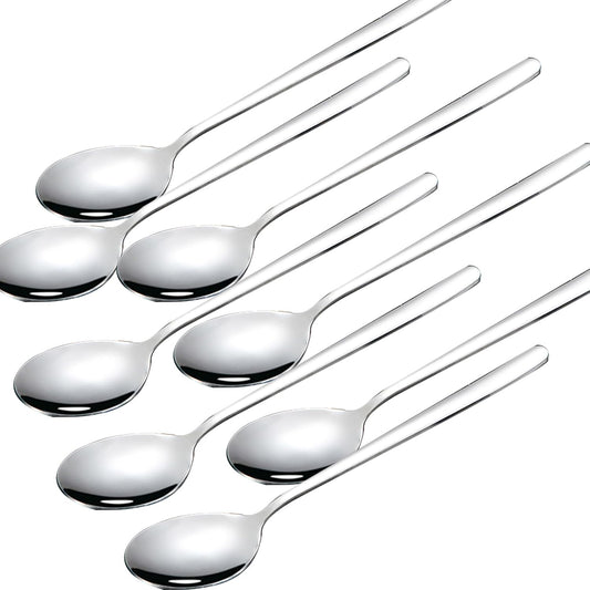 Large Soup Spoon Stainless Steel Dishwasher Safe Dinner Big Teaspoons with Round Edge 8 inches Tablespoons (8)