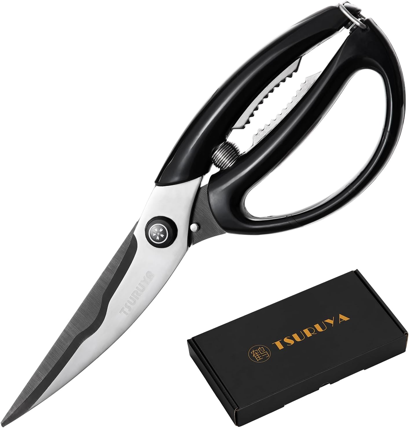 Titanium Kitchen Shears, Heavy Duty Poultry Shears for Bones, Ultra Sharp Kitchen Scissors with Spring Loaded, Dishwasher Safe, Black