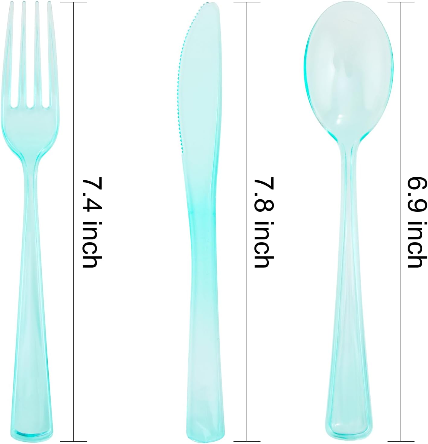 WDF 180 Pieces Green Plastic Silverware Disposable - Clear Green Cutlery Sets 60 Forks, 60 Knives and 60 Spoons - Heavy Duty Plastic Utensils for Party, Summner