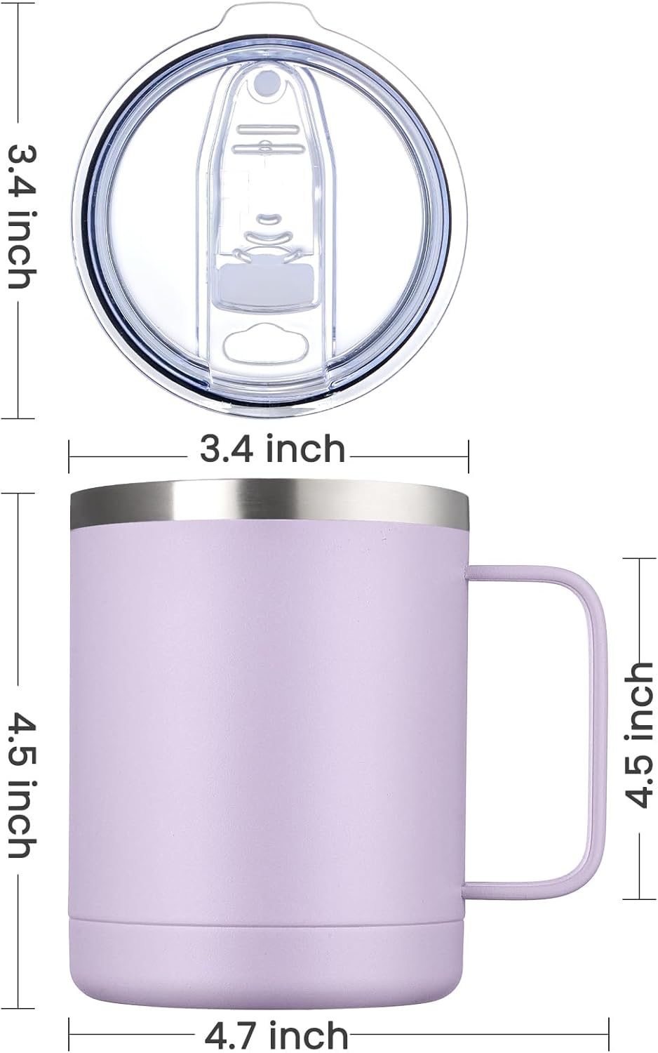MEWAY 12oz Coffee Mug With Handle 2 Pack Bulk,Stainless Steel Insulated Travel Tumblers With Sliding Lid,Double Wall Vacuum Camping Cup for Hot & Cold Drinks Tea (Lilac&Pink,Set of 2)