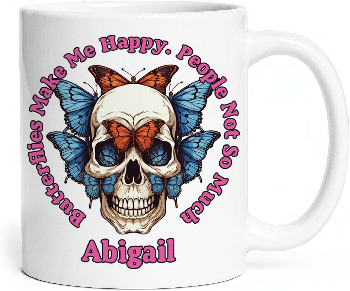 Awesome Personalized Name Butterflies Make Me Happy Coffee Cups, Customized Animal Travel Cup Presents For Animal Lovers, Custom Great Butterfly Keepsake Mug For Child On Occasion