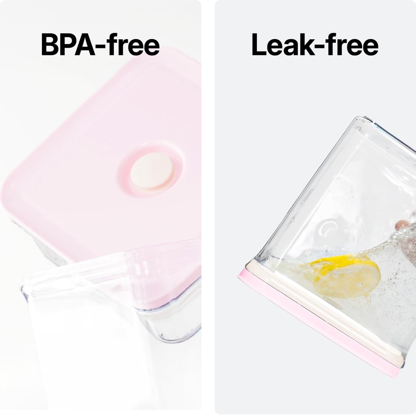 VAKUEN Premium Airtight Food Storage Containers ROSE Rectangular 1.06qt 2P/SET, Patented Double Silicone Lining, 100% Leak Proof, BPA-FREE