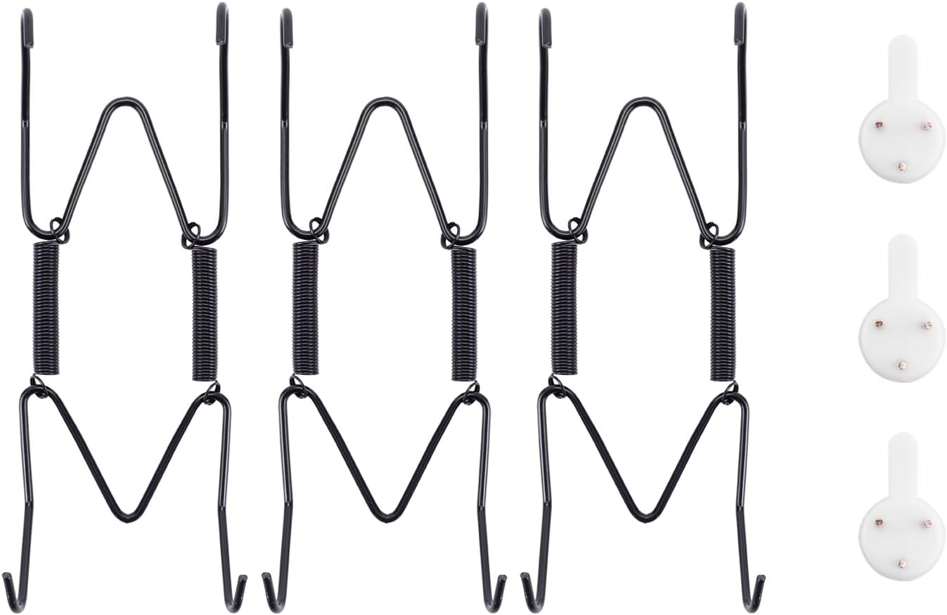 Bilillo 3 Pack Plate Hangers for The Wall, Suitable for 4''-5'' Decorative Plate,Invisible Heavy Duty Wire Plate Holder with Wall Hooks, Plate Hangers for Displaying Plates, Platter, Dish (Black)