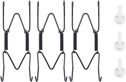 Bilillo 3 Pack Plate Hangers for The Wall, Suitable for 4''-5'' Decorative Plate,Invisible Heavy Duty Wire Plate Holder with Wall Hooks, Plate Hangers for Displaying Plates, Platter, Dish (Black)